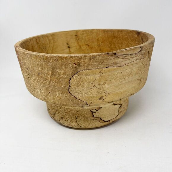 Hand Turned Spalted‎ Wood Bowl Pedestal Driftwood Coastal MCM Beach Primitive - Picture 5 of 10